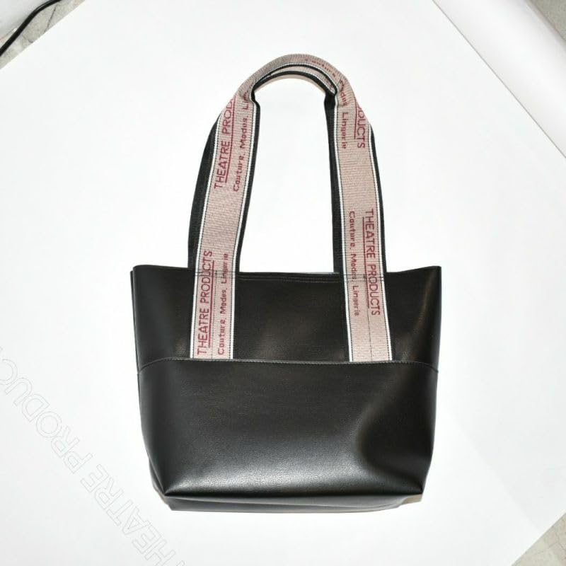 THEATRE PRODUCTS Synthetic Leather JQ Tape Tote Bag, Medium, Free Size, Black, BL191199