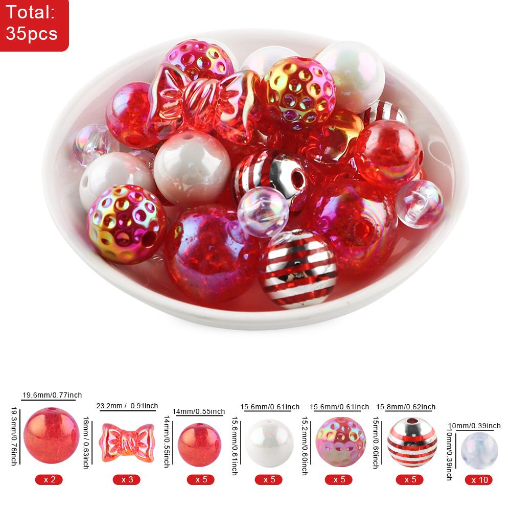 

35Pcs/Bag New Acrylic Beads Loose Bead For Jewelry Making DIY Keychain Pen Bracelet Necklace Handmade Accessories