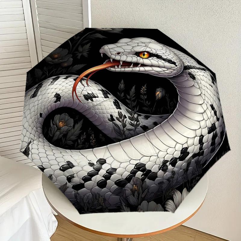 1PC Snake Flowers Umbrella-8-Rib Reinforced Portable Folding Travel Suitable for All Seasons Outdoor Daily Use-J368