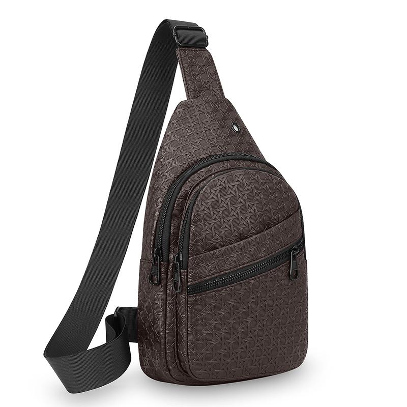 Men's PU Leather Crossbody Chest Bag - Urban Travel Sling with Earphone Hole & Multifunction Design