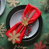 6Pcs/Set Gold Fall Leaf Napkin Rings Vintage Alloy Napkin Holders for 2025 New Year, Thanksgiving, Wedding, Winter, Christmas