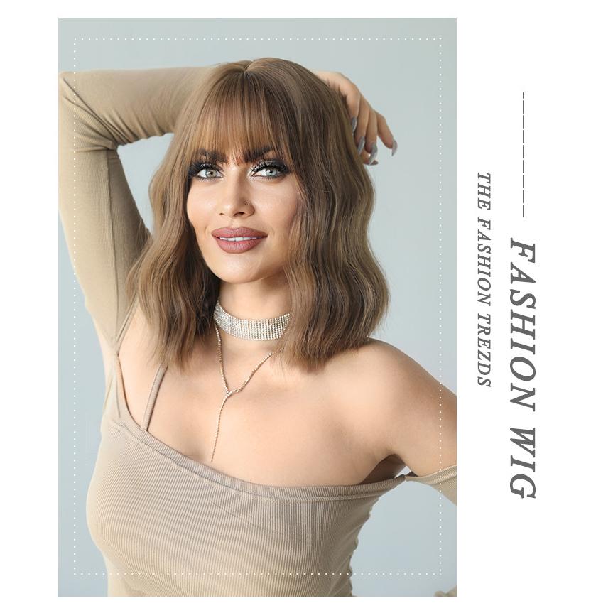 Women's 37cm Hair Simulation Hair Brown Hair Long Hair Curly Hair Rose Hair Net Headwear Full Headwear Natural Reality Wig