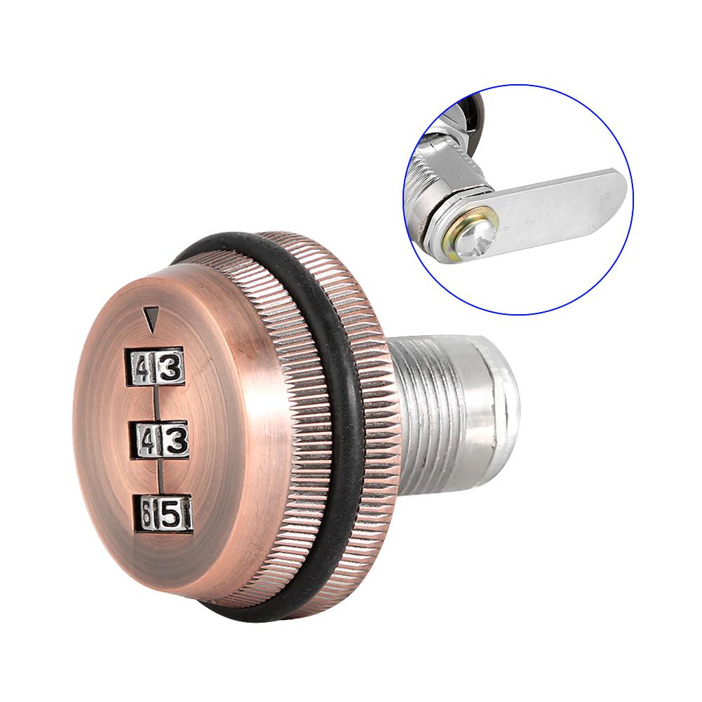 2pcs Zinc Alloy Mechanical  Password 3-Digit Code Mailbox Cabinet LockRed Copper 20mm/0.79in