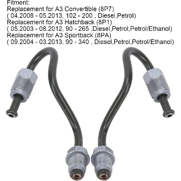 Brake Line, 2PCS Rear Brake Line Left and Right 1K611763E 1K611763F Replacement for Convertible