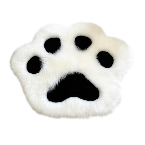 Plush Cat Paw Rug Fluffy Cute Kitten Paw Shape Floor Mat Cozy Furry Anti-Slip Bedroom Rug for Living Room Nursery Playroom Decor