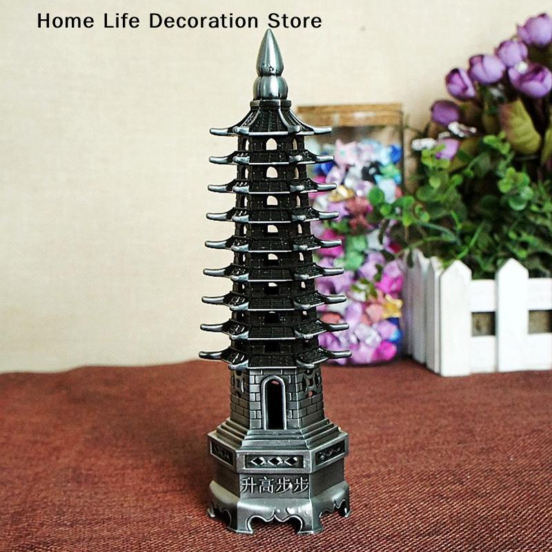 Slitina zinku Feng Shui Vzdělávací věž Devět úrovní Pagoda Wen Chang Pro vzdělání a kariéru a růst podnikání Stolní ozdoby