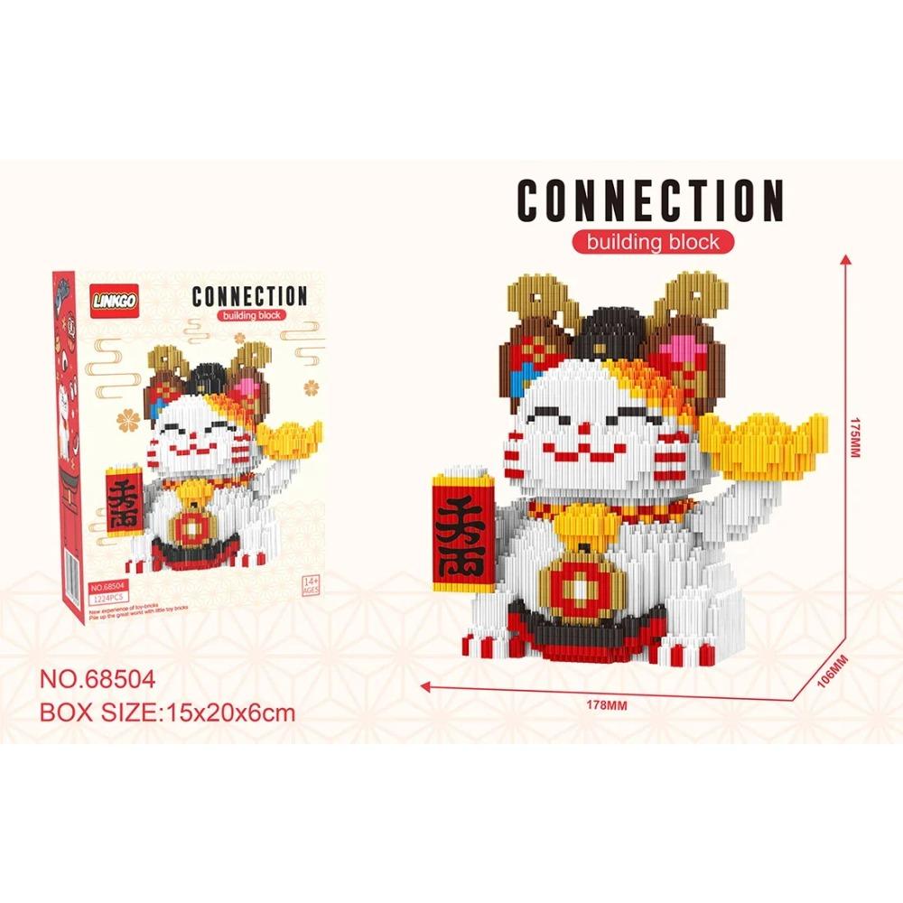 Funny Lucky Cat Diamond Building Blocks Welcoming Money Rich Cat Assembled Mini Bricks Decorations Toy For New Year Gift
