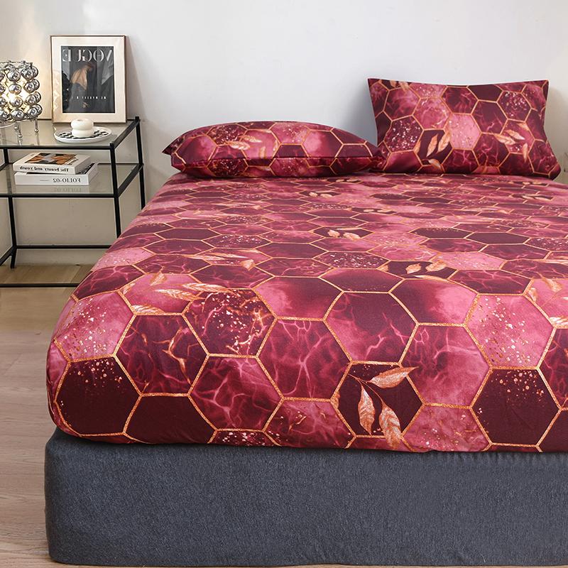 Red Plaid Fitted Sheet Elastic Band Breathable Bed Cover Mattress Protector No Pillowcase Home Decor
