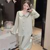 Ice Silk Pajamas Women's Spring and Autumn New Doll Collar Sweet Princess Style High-end Long-sleeved Trousers Loungewear Set