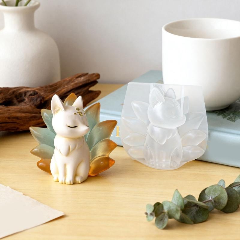 Multifunctional Silicone Crafting Mold Foxes Shape Candle Molds Suitable for Epoxy Resin Crafts and Decorative Candle