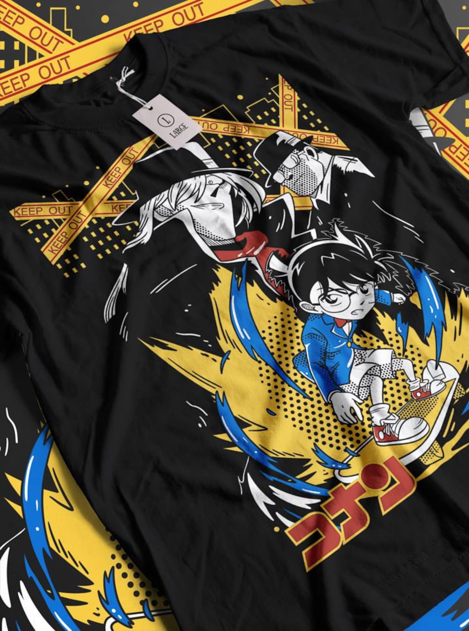 Vintage 90s Detective Conan anime T-Shirt 4XL