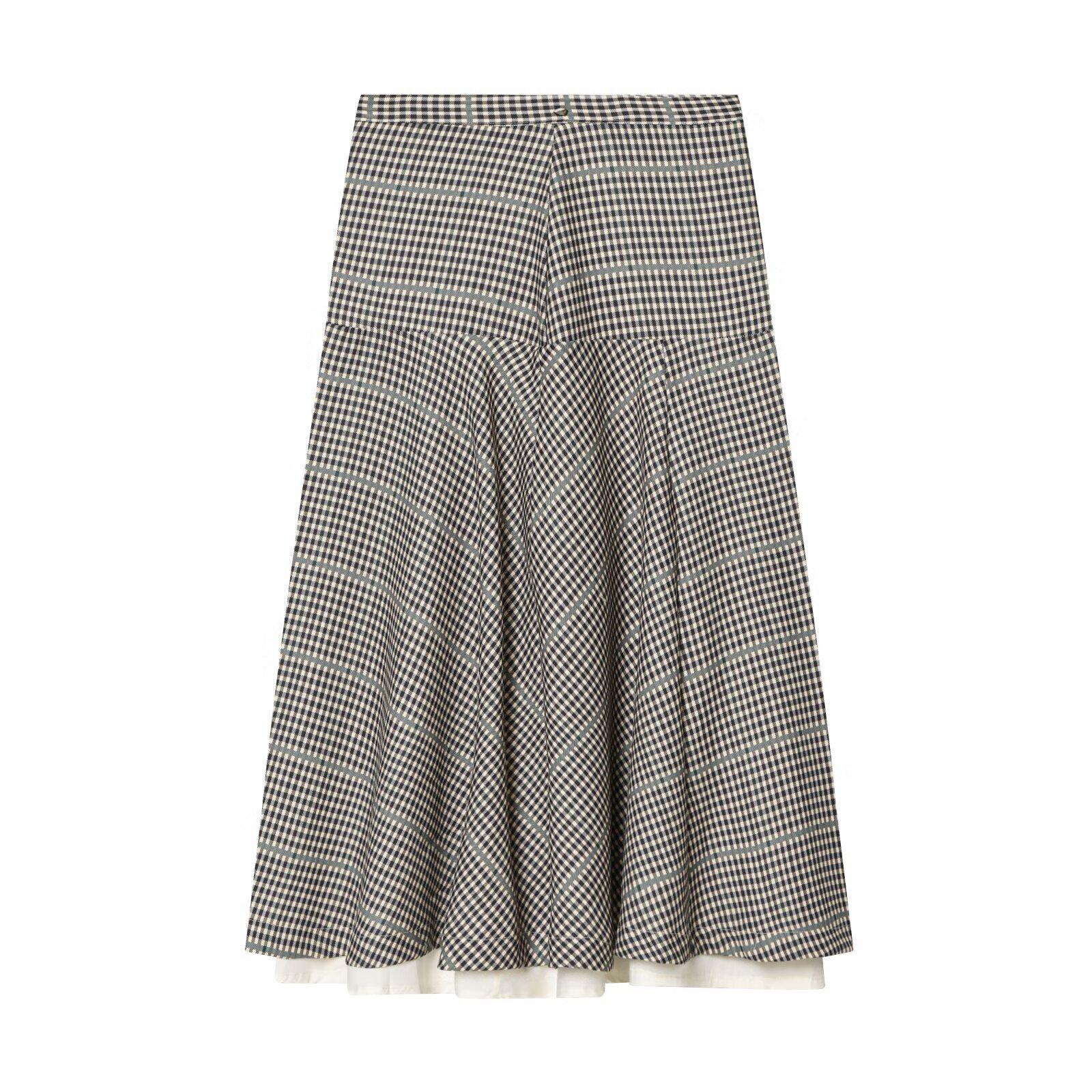 European and American style, new women s clothing, foreign style plaid bomber jacket jacket splicing plaid skirt XS