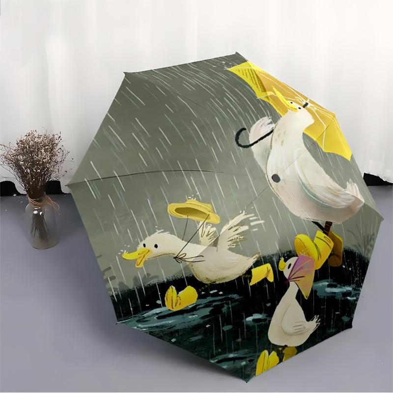 1pc Ducks Rainy Day One Umbrella  a Plastic Hle, Compact  Stylish, with a Vibrant Cartoon Pattern, Perfect  Home, Travel