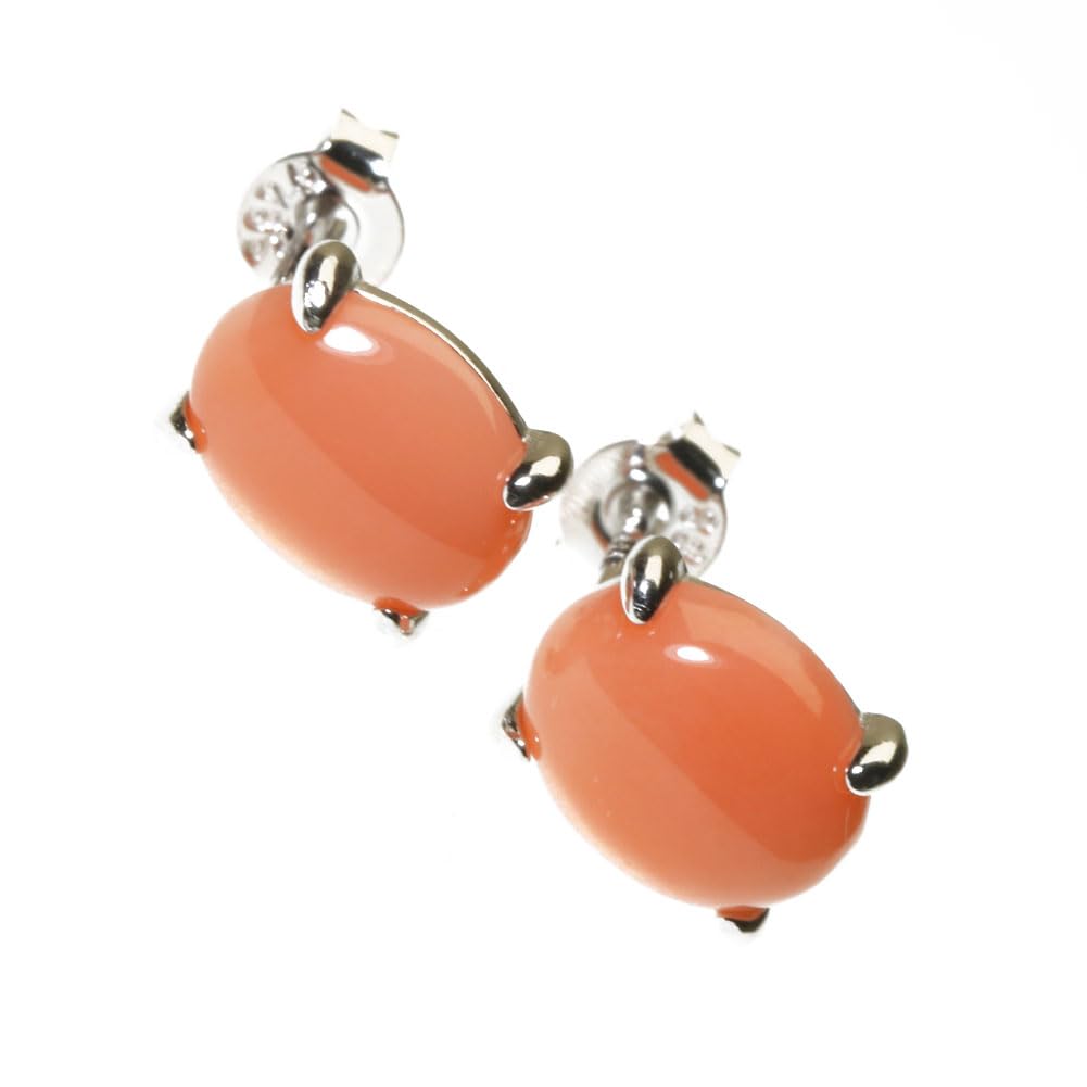 Pink Garnet Coral Undyed [SANSUI] Earrings, Silver,