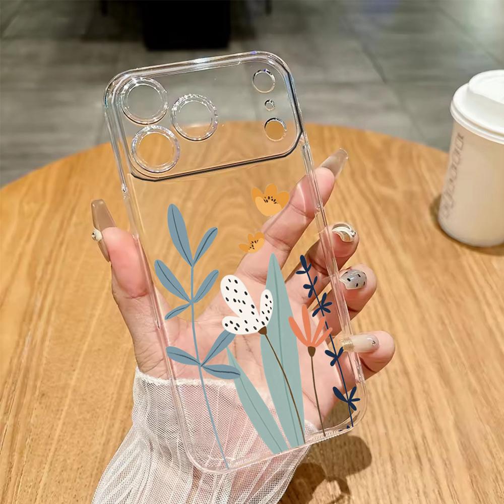 Phone Case For Iphone 7 8 6 Plus 11 12 13 14 Pro Max SE 2020 2022 Couple Rose Flower Oil Painting Clear Transparent Soft Cover