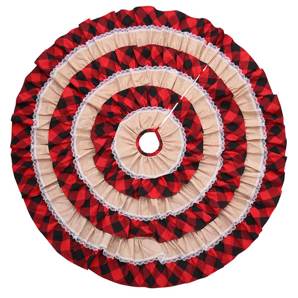Classic Checked Burlap Christmas Tree Skirt 116cm Cheerful Cartoon Decoration Trees For