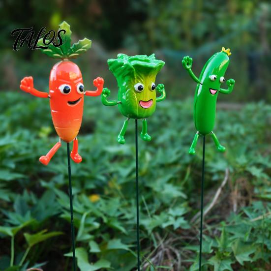 Cute Vegetable Figurines Cartoon Vegetables Resin Garden Stake, Funny Character Figurine Yard Decor, Lawn Decor Whimsical Outdoor Plant Pick Ornament