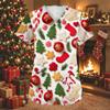 Women's Fashion Christmas Print V-Neck Short Sleeve Caregiver Work Top with Pockets