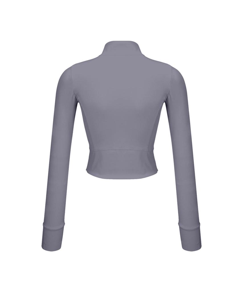 WANNABEZFIT Lettering Zip-Up Crop Jacket Lilac