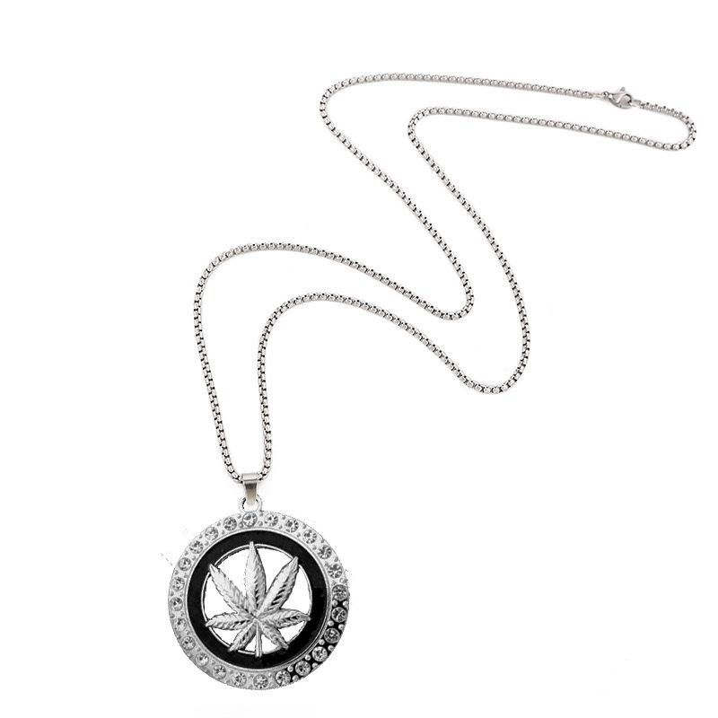 Maple Leaf Round Sweater Chain Stainless Steel Necklace Suitable For Both Men And Women