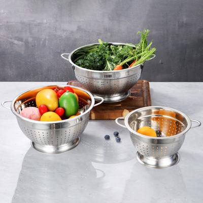 Multipurpose Drain Basket Wear Resistant Stainless Steel Easy Grip Kitchen Washing Strainer Bowl for Fruit