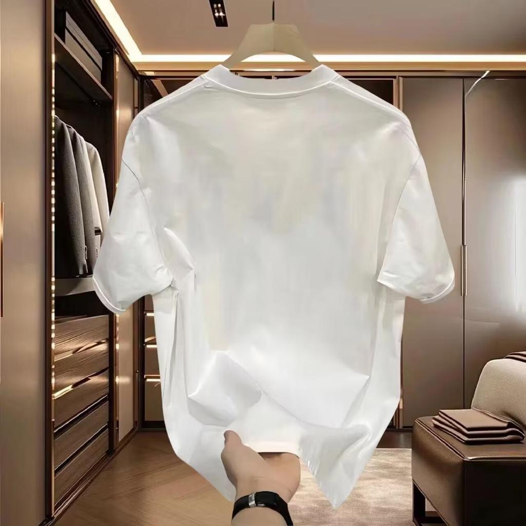 American Trendy Brand High-End Pure Cotton Men'S Printed Short-Sleeved T-Shirt Trendy Casual Round Neck T-Shirt Men'S