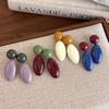Trendy Temperament Geometric Contrasting Color Resin Drop Earrings for Women Winter Autumn Retro Stud Earrings Jewelry Accessory