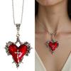 Stylish Gothic Red Heart Necklace Unique Thorn And Red Heart Necklace Charm For Women Seeking Individuality
