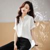 GMXIA Women's Summer Simple Commuter V-neck Shirt Female Temperament Loose Thin Versatile Chiffon Blouse
