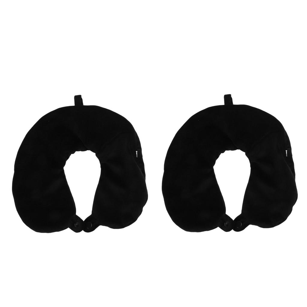 2 Pcs U Shaped Travel Pillow Case Ultra Soft Zipper Closure Replacement Cover for Neck Pillow Black