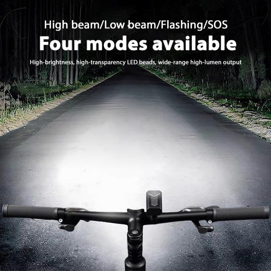 Yousheng Bicycle Headlight 4Modes Adjustable IPX4 Waterproof High Lumens Rechargeable Universal MTB Road Mountain Bike Rubber Strap Night Riding Front