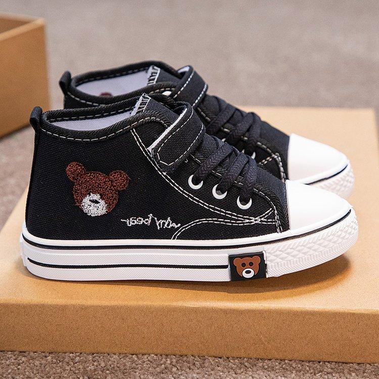 Girls shoes 2021 spring and autumn new children's high-top canvas shoes men's medium-sized children's breathable soft-soled baby shoes tide