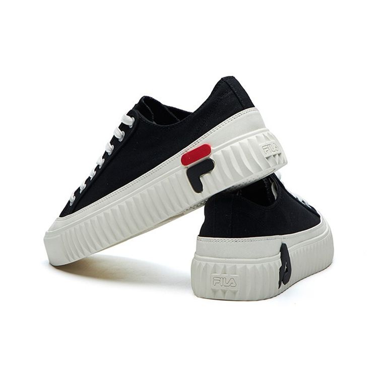 FILA Gear Lace-Up Non-Slip Wear-Resistant Lightweight Shock-Absorbing Low-Top Canvas Shoes Men sneaker Black F12M124342FBK
