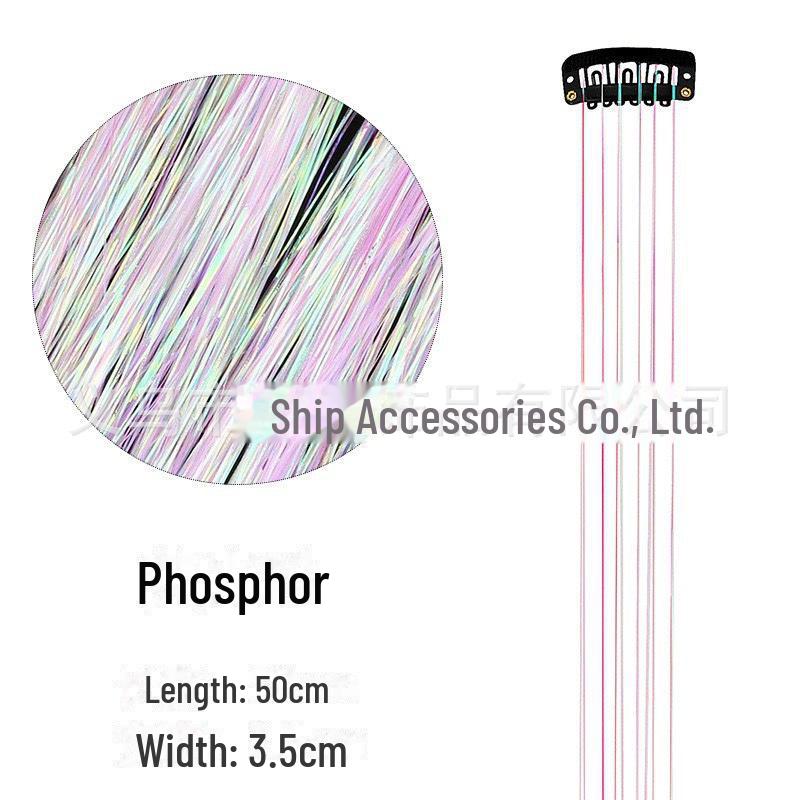 Set de extensii de păr cu beteală Laser Silk, format din 6 bucăți: Șuvițe aurii și argintii, fără cusur, colorate, cu sclipici