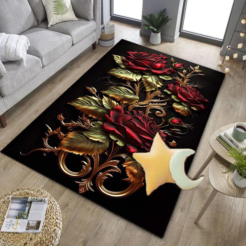 Gothic Rose Artwork Office Rug Chair Mat, Entryway Carpet, Suitable for Front Door, Bedroom, Living Room, Desk, Holiday Gift