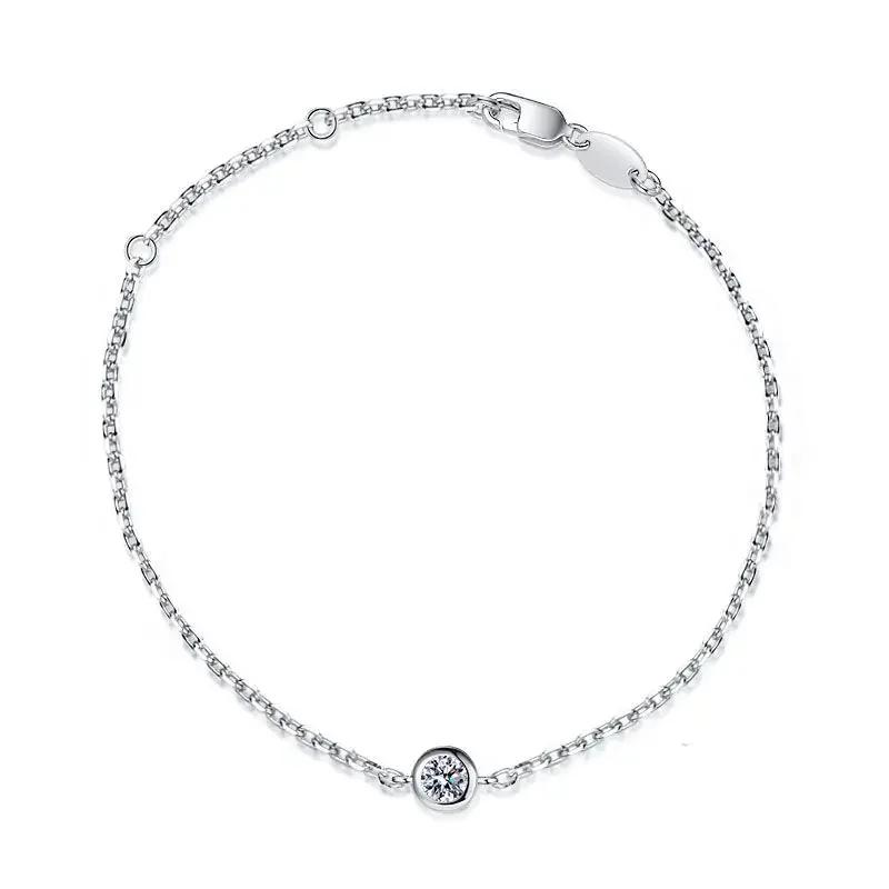 925 Silver Real 1 Carat Moissanite Diamond Anklet Bracelet For Women Sparkling Party Fine Jewelry Valentine Gifts