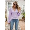 Women's Lace V Neck Blouse Long Sleeve Eyelet Embroidery Casual Loose Fit Shirt