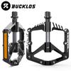 BUCKLOS Mountain Bike Pedals Aluminum Alloy Non-Slip Bicycle Pedals with Reflectors DU Bearings Bicycle Platform Pedals 9/16''