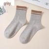 Langsha Women's Thick Striped Mid-Calf Socks for Autumn and Winter - Available in Black, White, Grey, Brown, and Beige.