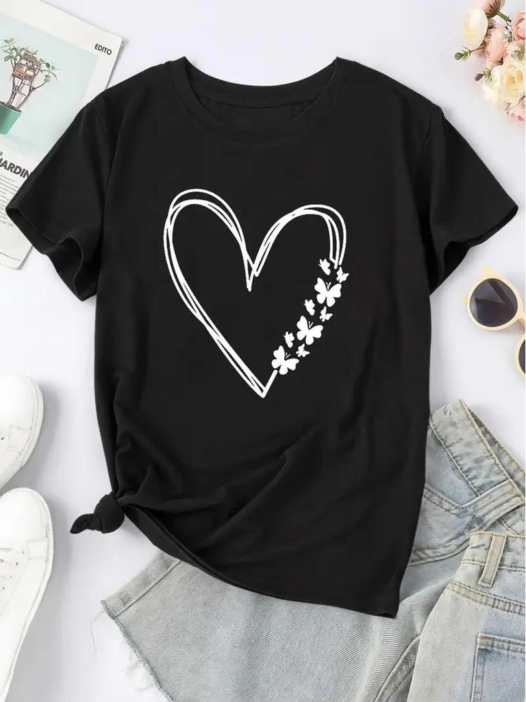 Damen Custom Design Kirschdruck Kurzarmtop - Kostenloser Versand