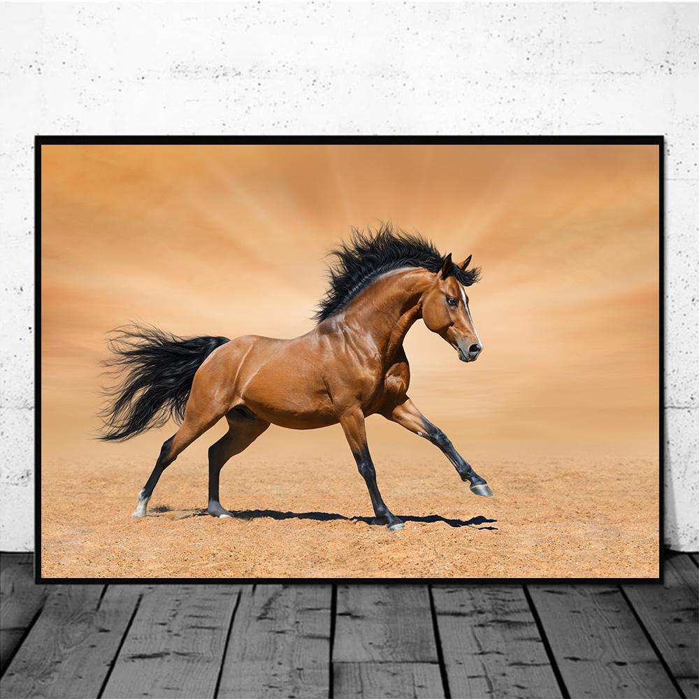 Horse Wall Art Posters Horse Running Canvas Art Print Painting Beautiful Horses Pictures for Modern Home Living Room Decoration
