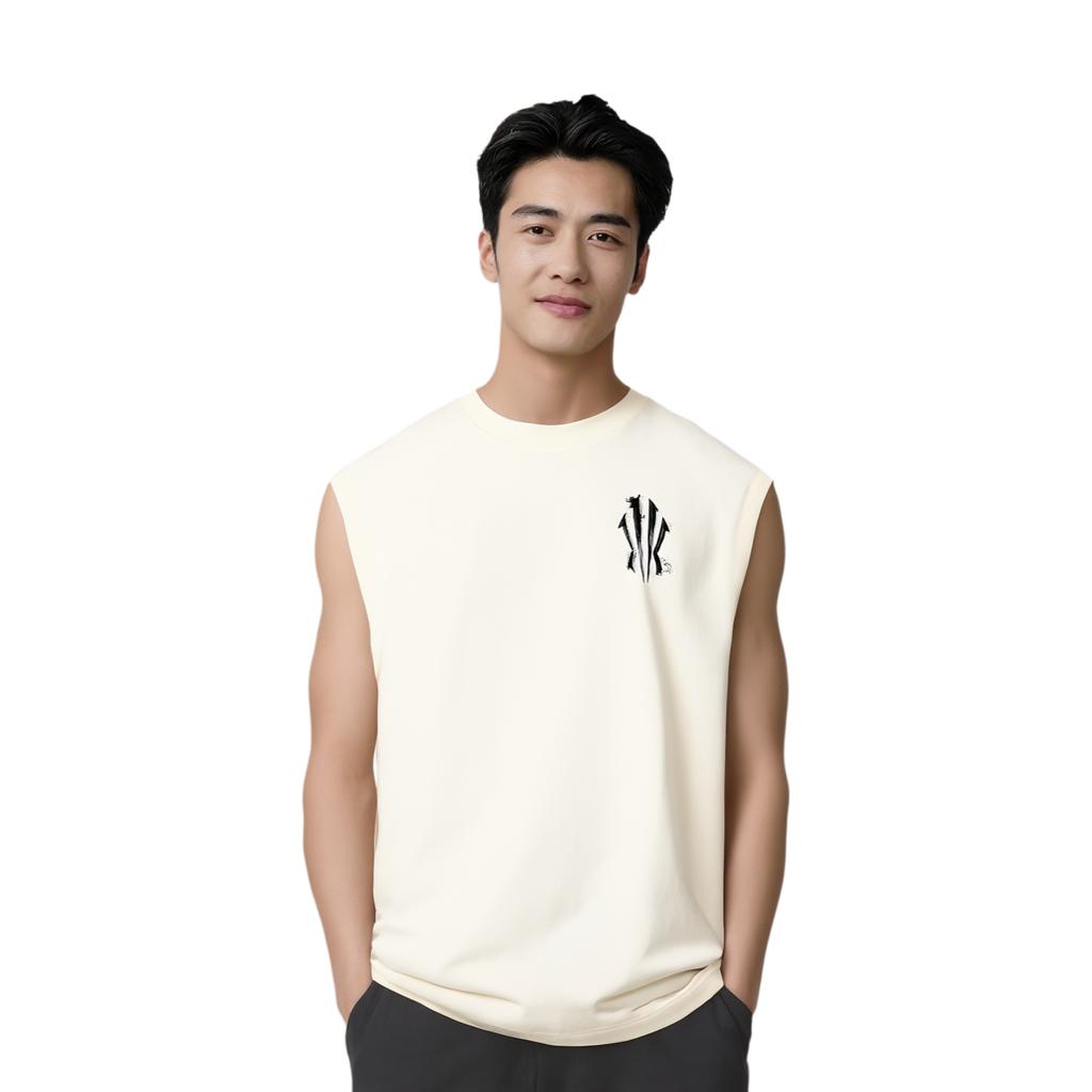 Anta Comfortable Letter Round Neck Simple Loose Versatile Sports Quick-Dry Vest Men Vests Vanilla-White 172521102-1