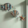 3Pcs/Set Ocean Theme Wall Decoration Wooden Fish Shell Starfish Wall Art Farmhouse Home Living Room Bathroom Nautical Coastal Hanging Ornament