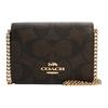 Bolso de Lona con Cadena y Cartera de Cuero con Cadena, Bolso Cruzado, Bolso de Hombro Mini para Mujer Color Marrón Oscuro 6650-IMAA8