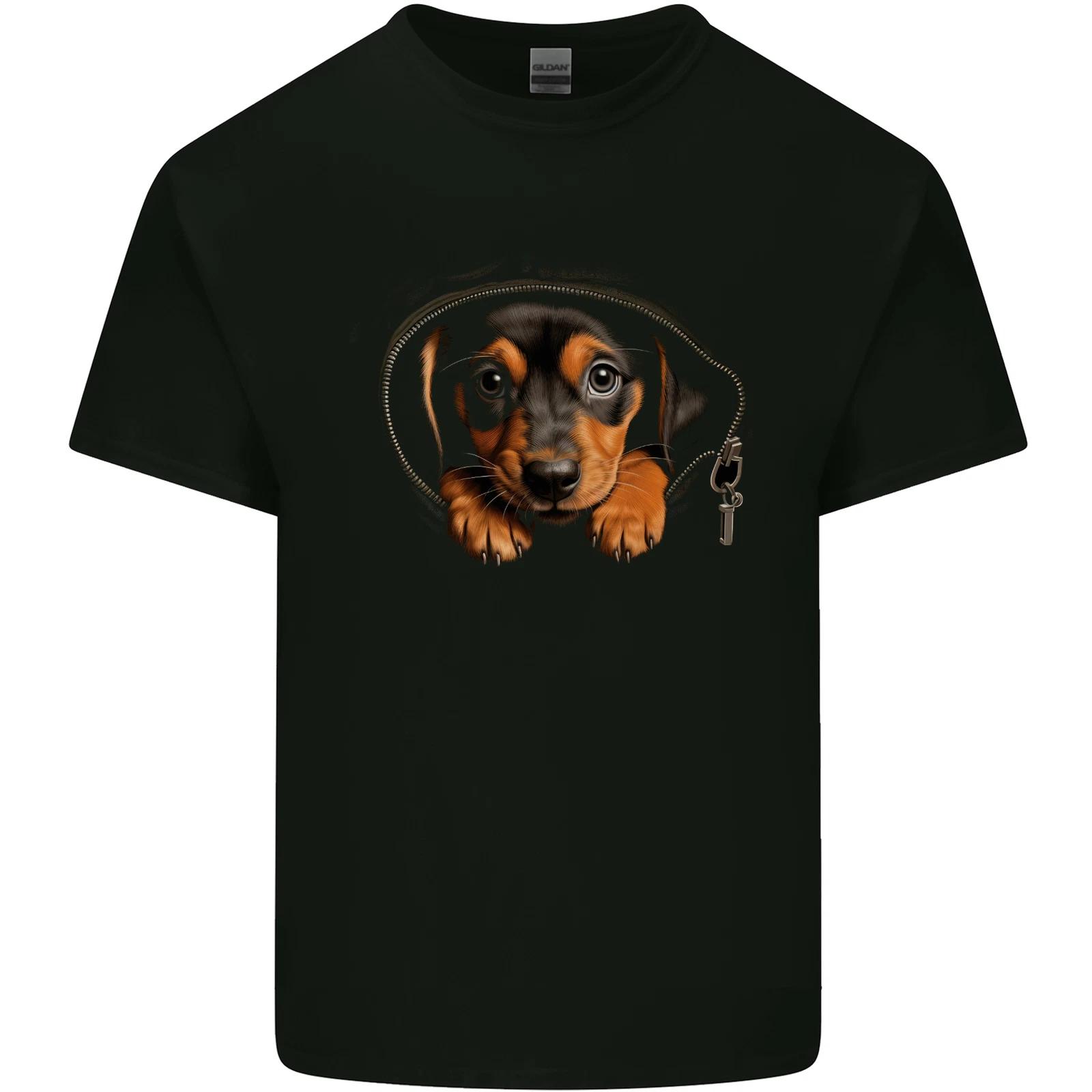 A Dachshund Puppy in a Pocket Dog Kids T-Shirt Childrens M