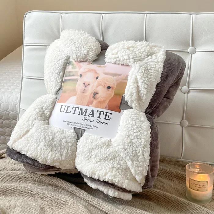 Fashion Best-selling Lamb Wool Blanket Solid Color Thickened Blanket Lunch Break Blankets Warm Bed Sheet Mantas De Cama Cobijas