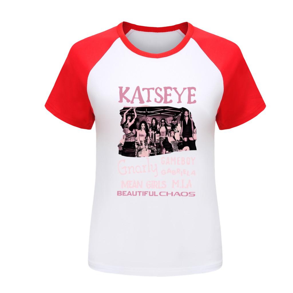 5296 Kinder Mädchen KATSEYE Print Freizeit-Baumwoll-T-Shirt