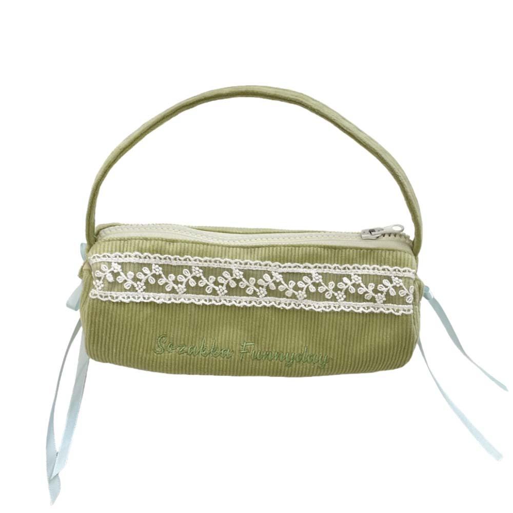 

Lace Handheld Stationery Bag Bowknot Bow Pencil Pouch Korean Style Pencil Case Office зелёный