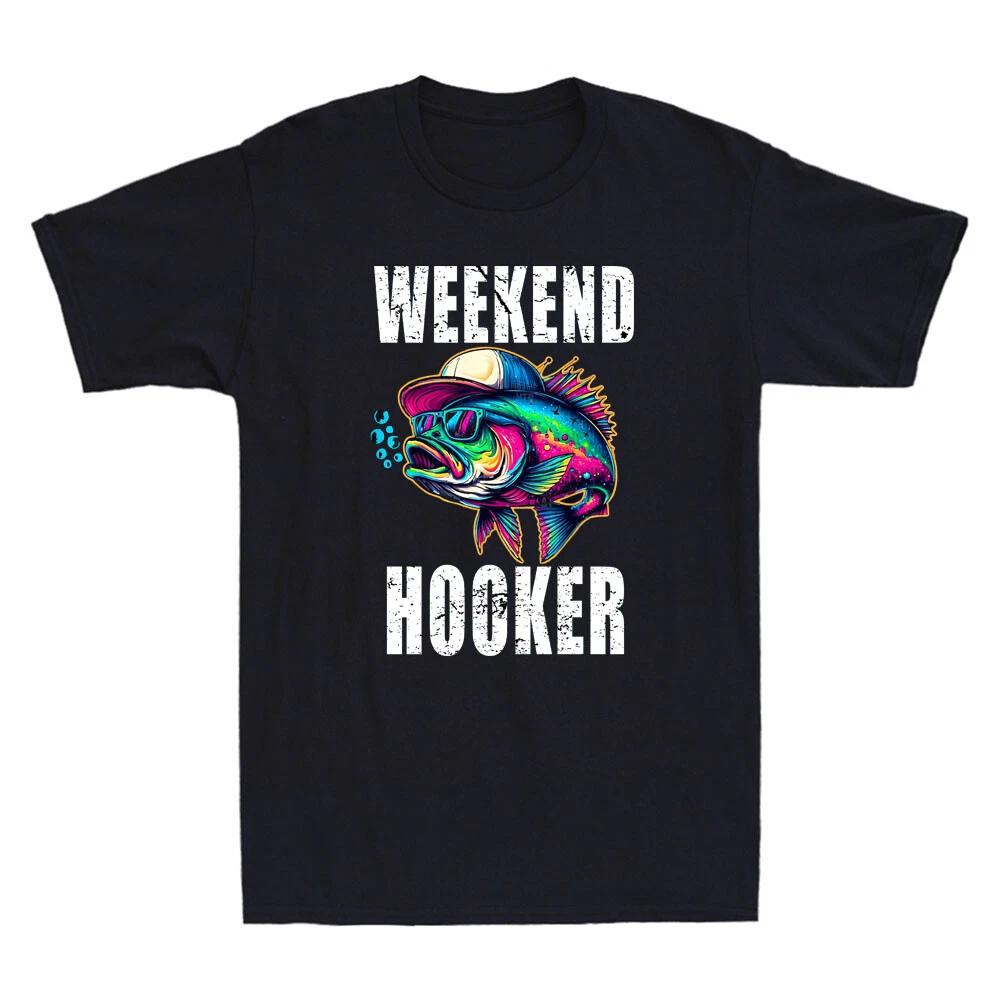 Weekend Hooker Fishing Funny Fish With Hat Tie-Dye Graphic Vintage Men s T-Shirt L