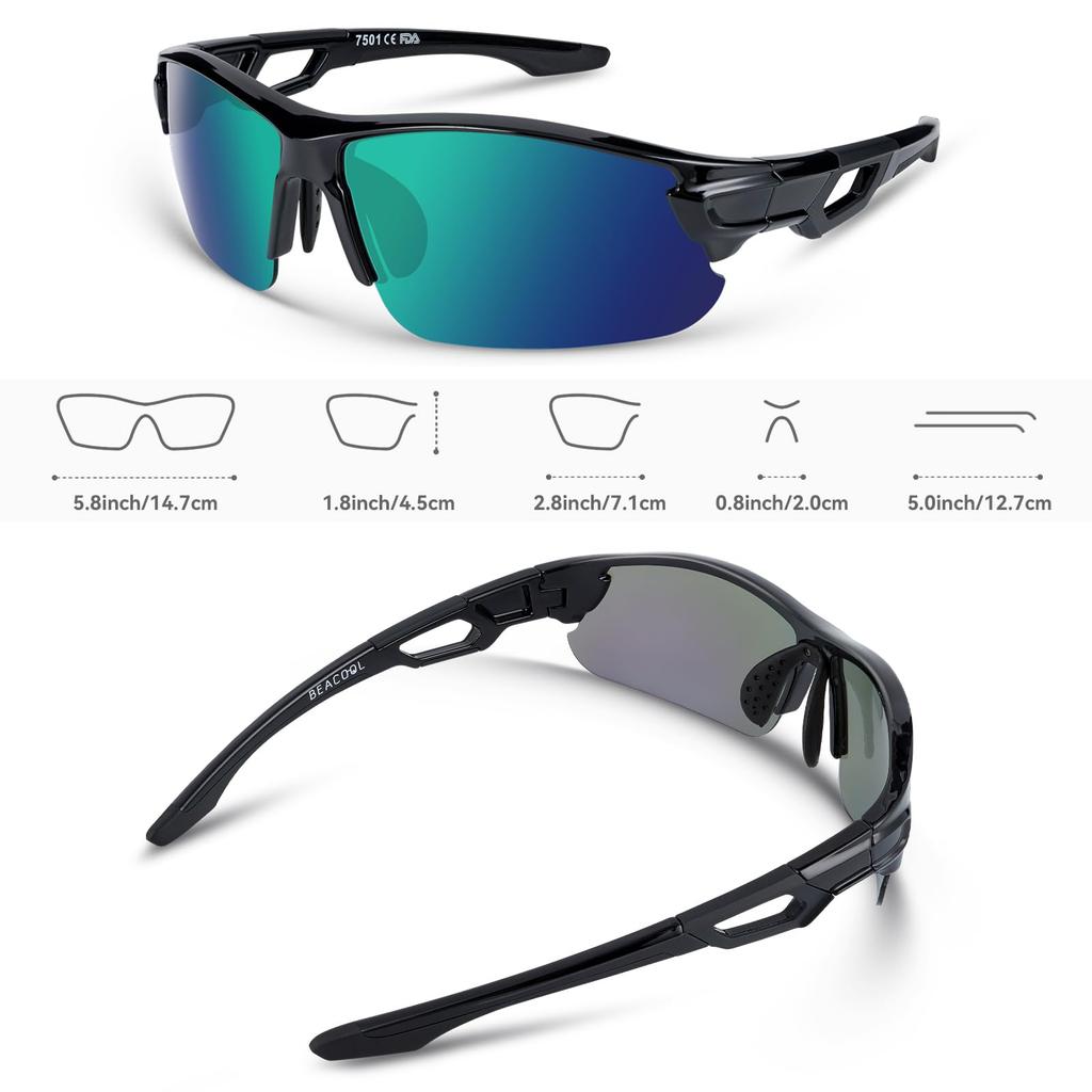 Sports Polarized Ultra TR90 UV [BEACOOL] Sunglasses, Lenses, Baseball, Cycling, Fishing, Running, Mountaineering, Golf, Driving, Motorbike, Tennis,